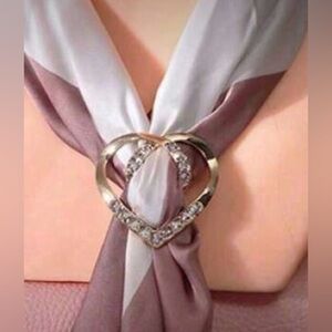 Gold Heart Scarf, Ring with Rhinestones